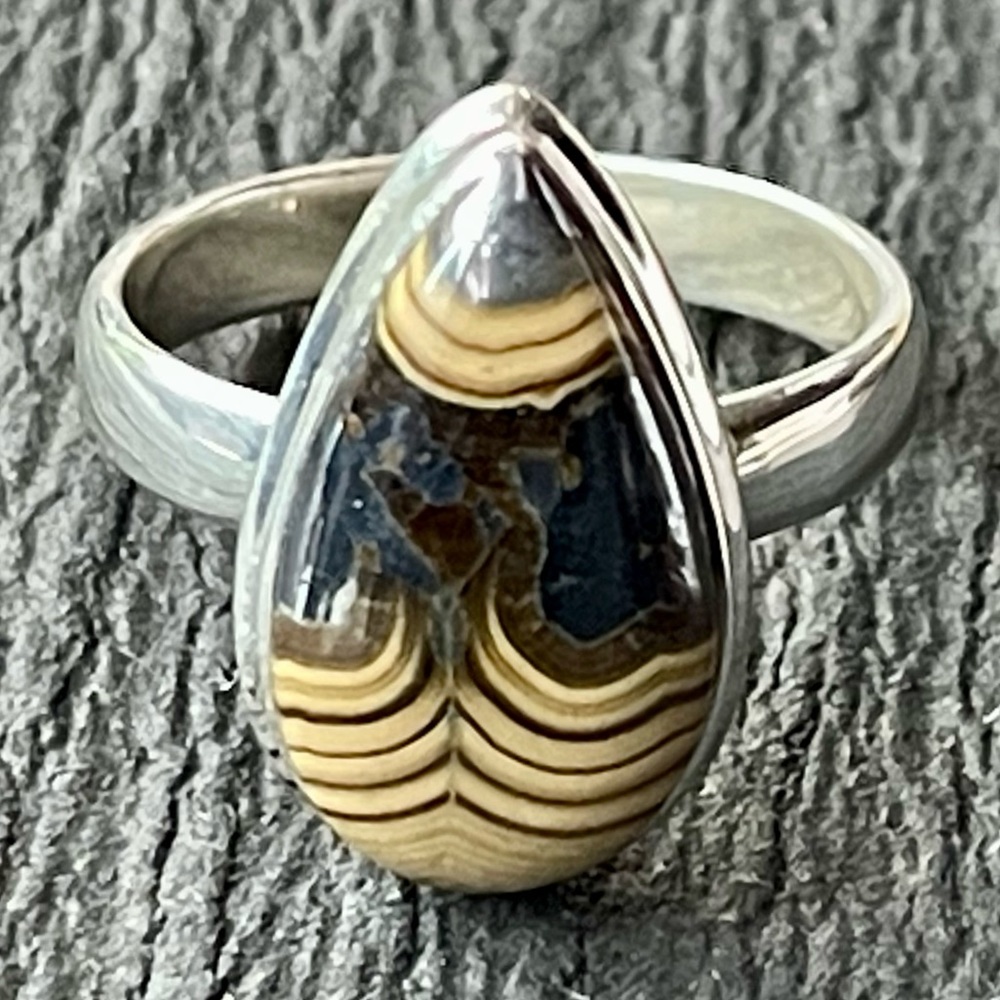 Really Cool & Unique Schalenblende Sterling Silver Ring | sz 9